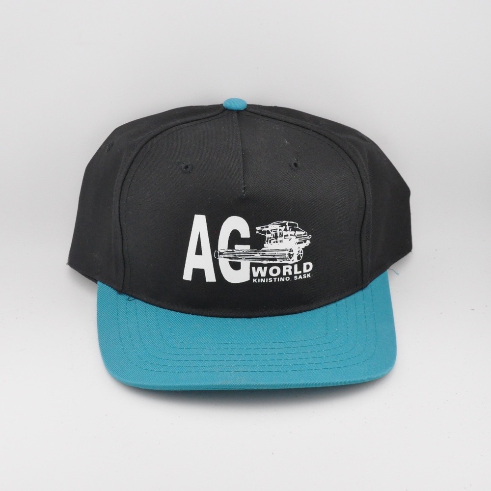 Ag World Snapback Hat OSFM Black Teal Excellent Kinistino Sask Agriculture Cap